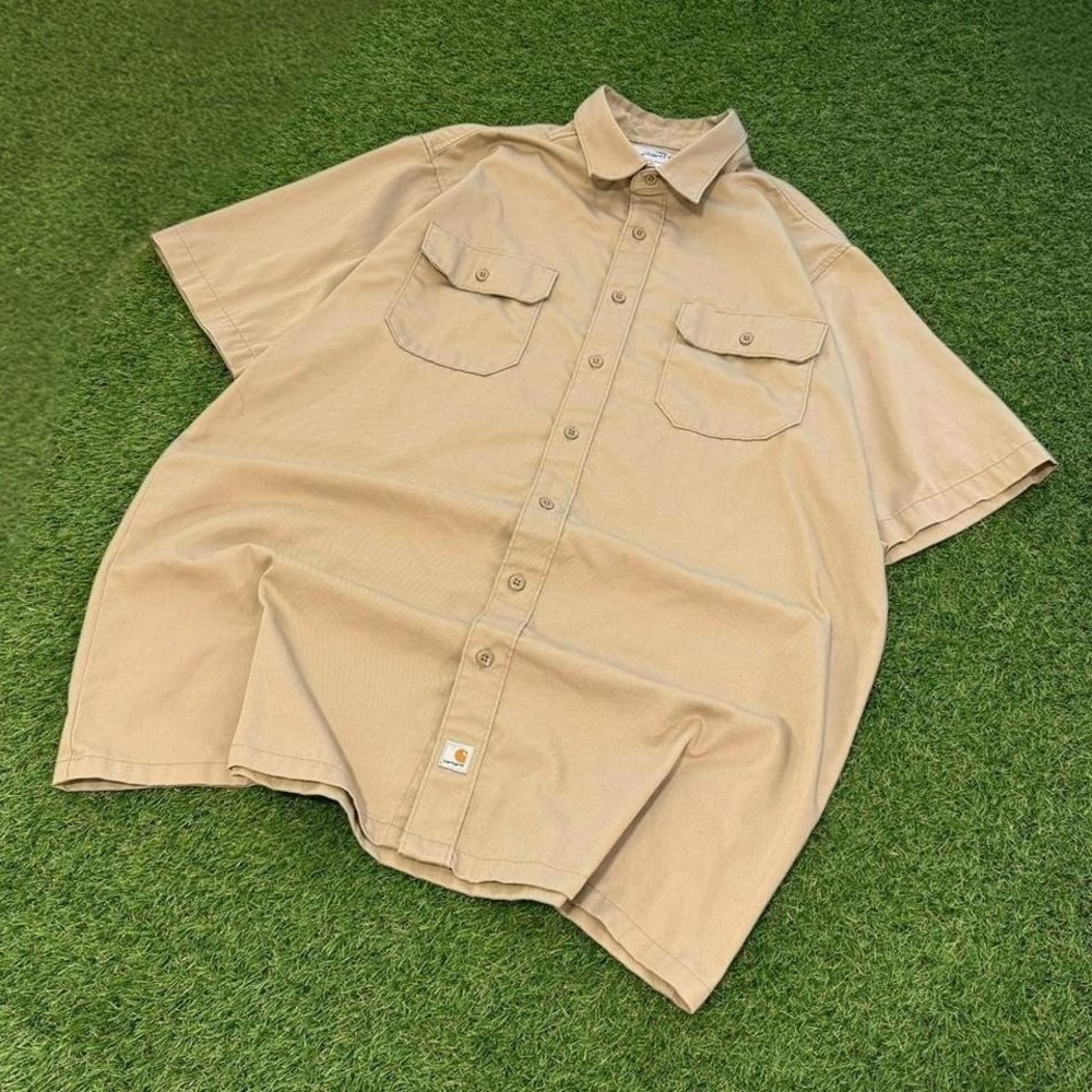 Carhartt tan button up shirt XL